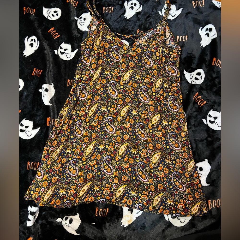 Shyanne, mini slip paisley navy dress